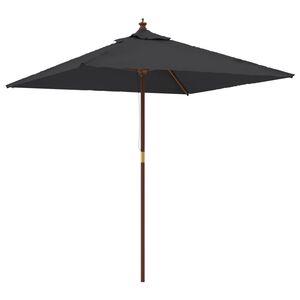 vidaXL Ombrellone da Giardino con Palo in Legno Nero 198x198x231 cm
