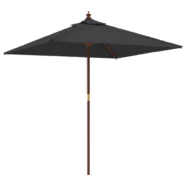 vidaXL Ombrellone da Giardino con Palo in Legno Nero 198x198x231 cm