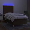 vidaXL Letto a Molle Materasso e LED Marrone Scuro 100x200 cm Tessuto
