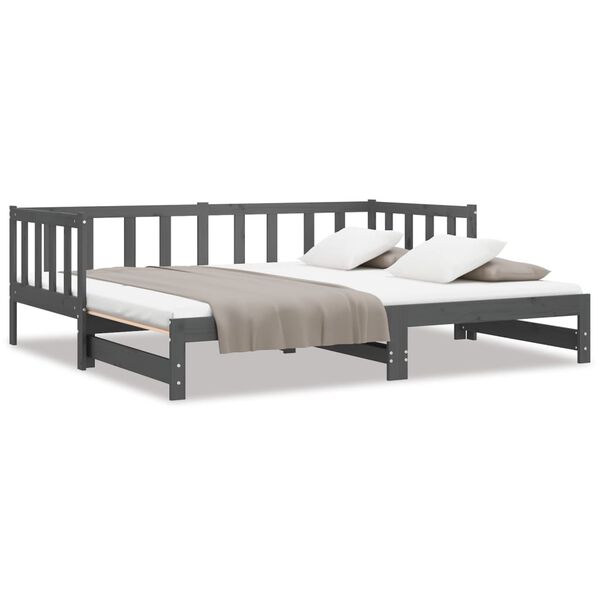 vidaXL Dormeuse Estraibile Grigia 2x(90x190) cm Legno Massello di Pino