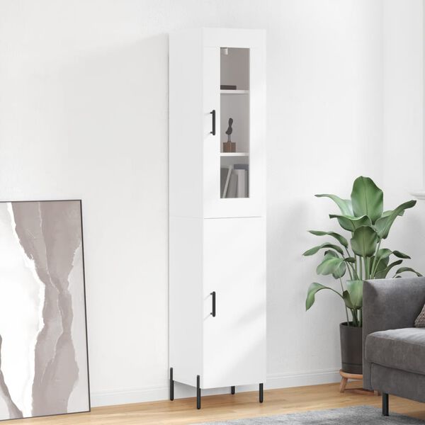 vidaXL Credenza Bianca 34,5x34x180 cm in Legno Multistrato