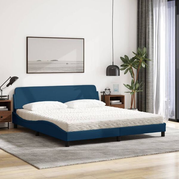 vidaXL Letto con Materasso Dover Blu 180x200 cm in Tessuto