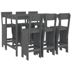 vidaXL Set Bar da Giardino 7 pz Grigio in Legno Massello di Pino
