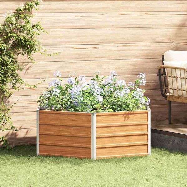 vidaXL Letto rialzato da giardino Aspetto legno 129 x 129 x 45 cm