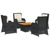 vidaXL Set Divani da Giardino 5 pz con Cuscini Nero in Polyrattan