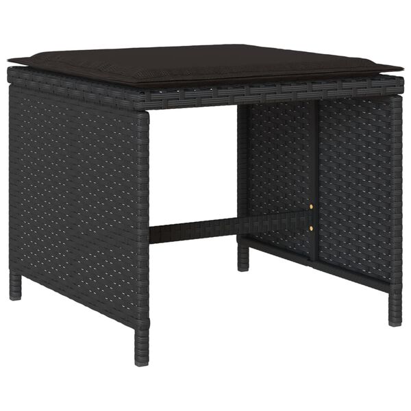 vidaXL Set da Pranzo da Giardino 11 pz con Cuscini in Polyrattan Nero