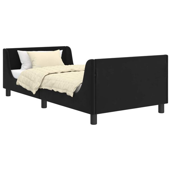 vidaXL Struttura letto bambini con testata Nero 80 x 200 cm Velluto
