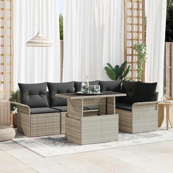vidaXL Set Divano da Giardino 6 pcs Grigio chiaro polyrattan
