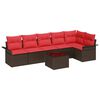 vidaXL Set Divano da Giardino con cuscino 7 pcs Marrone polyrattan