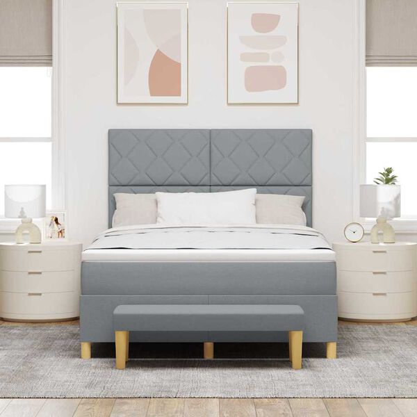 vidaXL Letto a molle con materasso Grigio chiaro 160 x 200 cm Tessuto