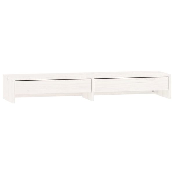 vidaXL Supporto per Monitor Bianco 100x27x15 cm Legno Massello di Pino