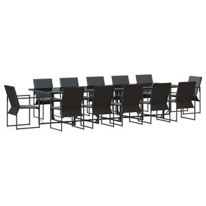 vidaXL Set da Pranzo per Giardino 13 pz Nero Acciaio