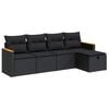 vidaXL Set Divani da Giardino 5 pz con Cuscini in Polyrattan Nero