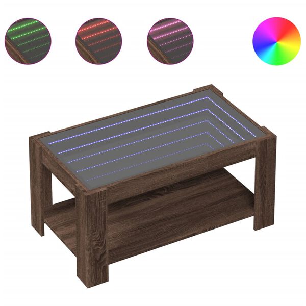 vidaXL Tavolino Salotto con LED Rovere Marrone 93x53x45 cm Multistrato