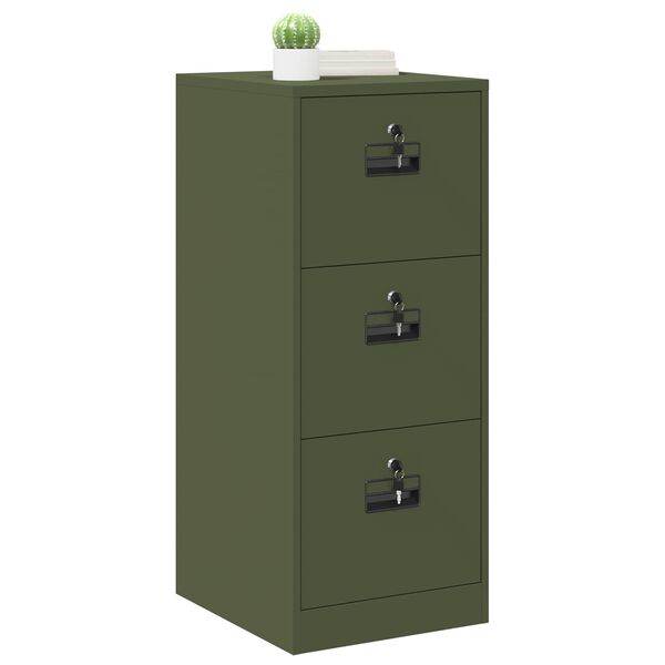 vidaXL Armadio per File con cassetto Verde oliva 44 x 50 x 106.5 cm