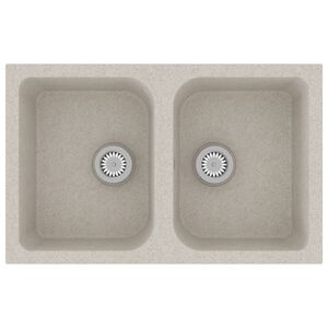 vidaXL Lavello da cucina Beige 76 x 48 x 30 cm Quarzo e Resina