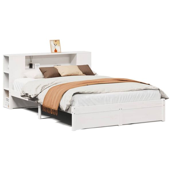 vidaXL Letto Libreria senza Materasso Bianco 140x200 cm Legno di Pino