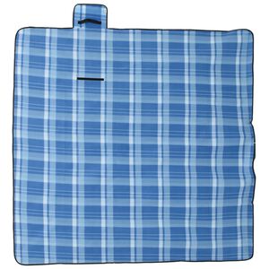 vidaXL Tovaglia da Picnic Pieghevole A Quadri Blu 200x200 cm Velluto