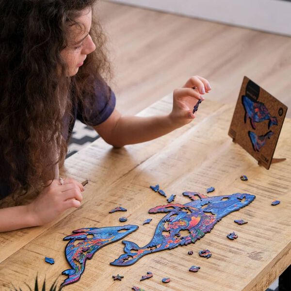 UNIDRAGON Puzzle in Legno 268 pz Milky Whales King Size 43x27 cm