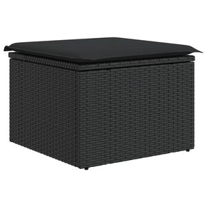 vidaXL Sgabello da giardino con cuscino nero 55x55x37 cm in polyrattan