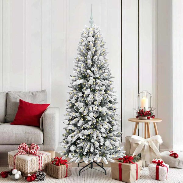 vidaXL Albero di Natale artificiale con 300 LED Bianco 180 cm