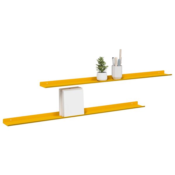 vidaXL Mensola sospesa 2 pcs Giallo senape 100 x 9 x 2,5 cm Acciaio