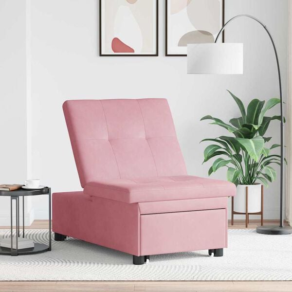 vidaXL Divano Letto Rosa 67 x 194 x 38 cm Velluto