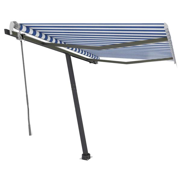 vidaXL Tenda da Sole Retrattile Manuale con LED 300x250cm Blu e Bianco
