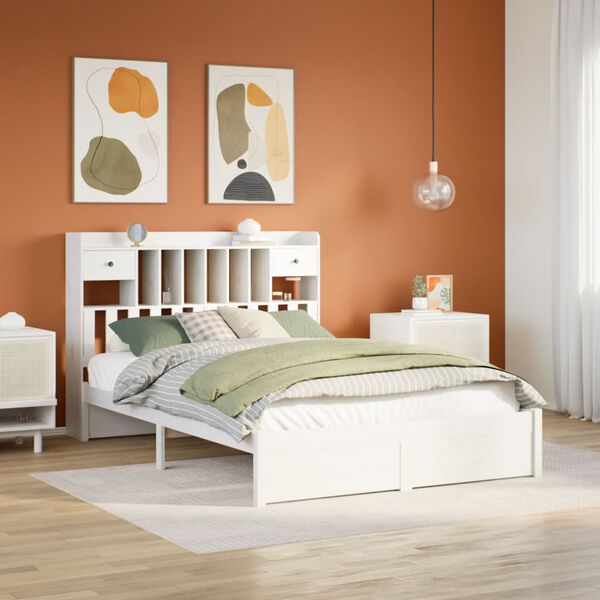 vidaXL Letto Libreria senza Materasso Bianco 140x190 cm Legno di Pino