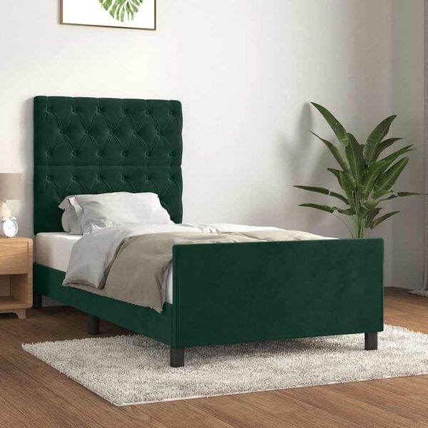 vidaXL Giroletto senza Materasso Verde Scuro 80x200 cm in Velluto