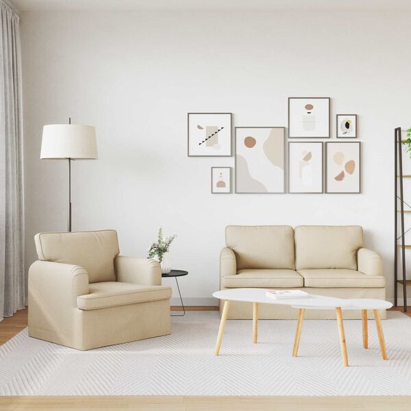 vidaXL Divano 2 pcs Crema