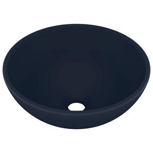 vidaXL Lavandino Lusso Rotondo Blu Scuro Opaco 32,5x14 cm in Ceramica