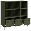 vidaXL Credenza Verde Oliva 101,5x39x103,5 cm in Acciaio