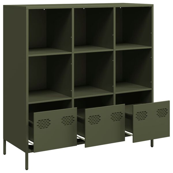 vidaXL Credenza Verde Oliva 101,5x39x103,5 cm in Acciaio