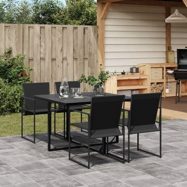 vidaXL Set da Pranzo da Giardino 5 pz Nero in Textilene