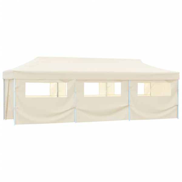 vidaXL Tenda Pieghevole Pop-Up con 8 Pareti Laterali 870x291x315 cm Crema