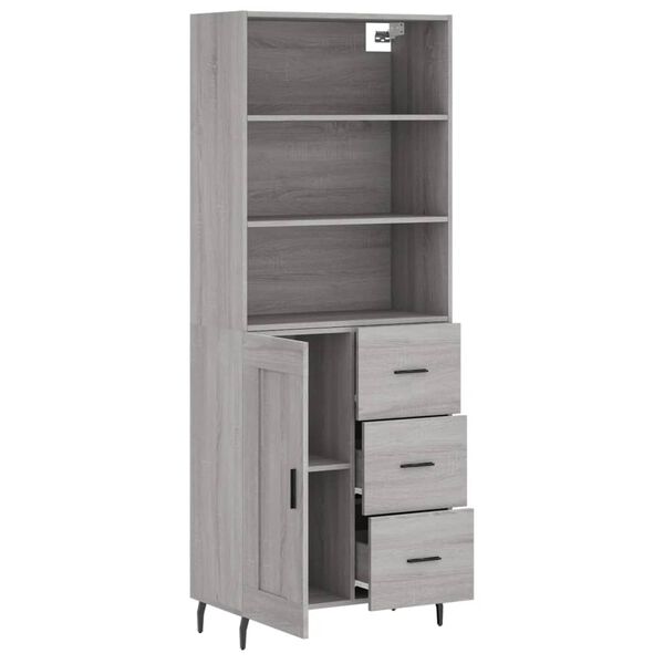 vidaXL Credenza Grigio Sonoma 69,5x34x180 cm in Legno Multistrato