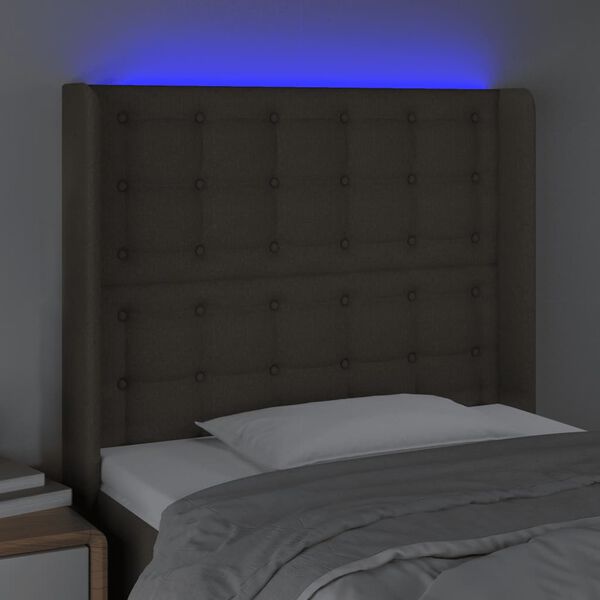 vidaXL Testiera a LED Tortora 103x16x118/128 cm in Tessuto