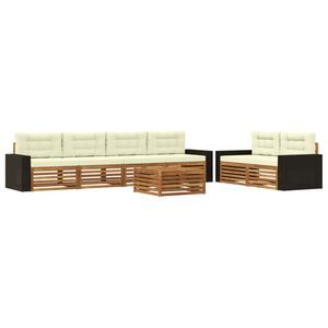 vidaXL Set di divani da esterno 7 pz Naturale e Crema Poliestere