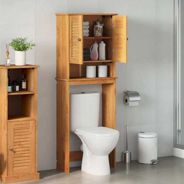 vidaXL Mobile Bagno con porta VIGO marrone ambrato 60 x 27 x 161 cm