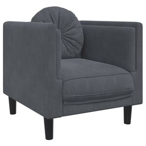 vidaXL Poltrona con Cuscino Grigio Scuro in Velluto
