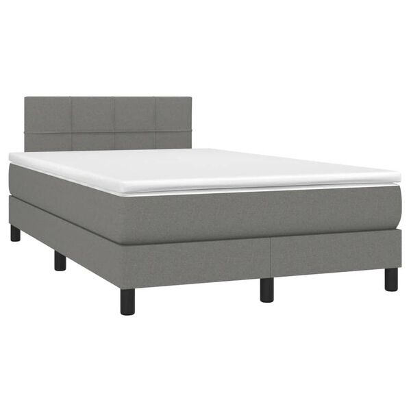 vidaXL Letto a Molle Materasso e LED Grigio Scuro 120x190cm in Tessuto