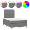 vidaXL Letto a Molle Materasso e LED Grigio Scuro 120x190cm in Tessuto