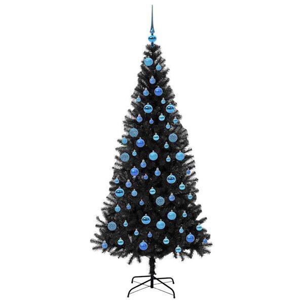 vidaXL Albero di Natale con 300 LED con supporto Nero 180 cm PVC
