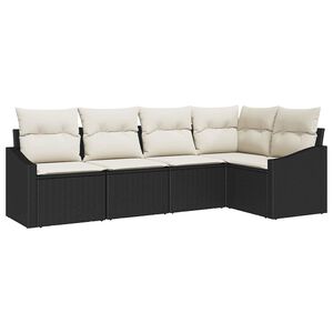 vidaXL Set Divano da Giardino 5 pcs Nero e Bianco polyrattan