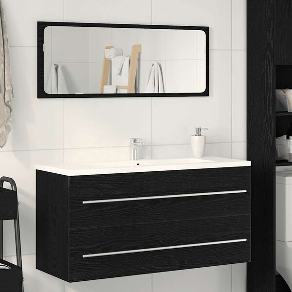 vidaXL Mobile Lavabo Bagno Nero 100x38,5x48cm Legno Multistrato