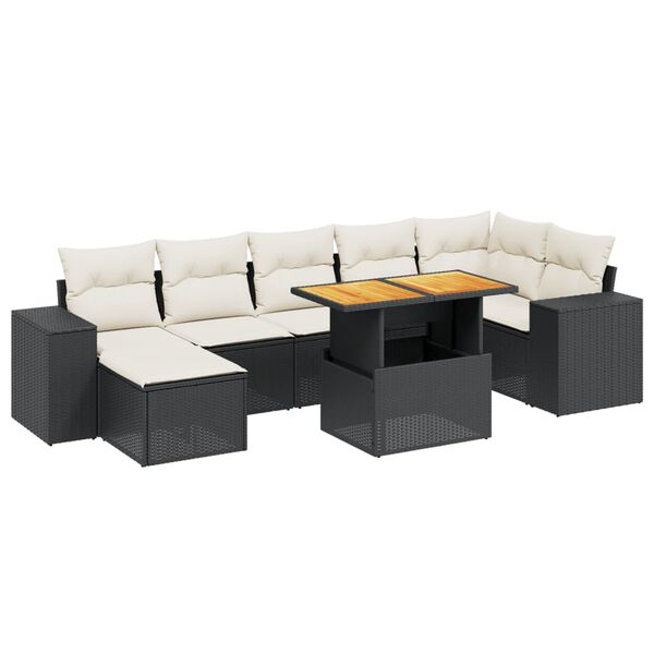 vidaXL Set Divani da Giardino con Cuscini 8 pz Nero in Polyrattan