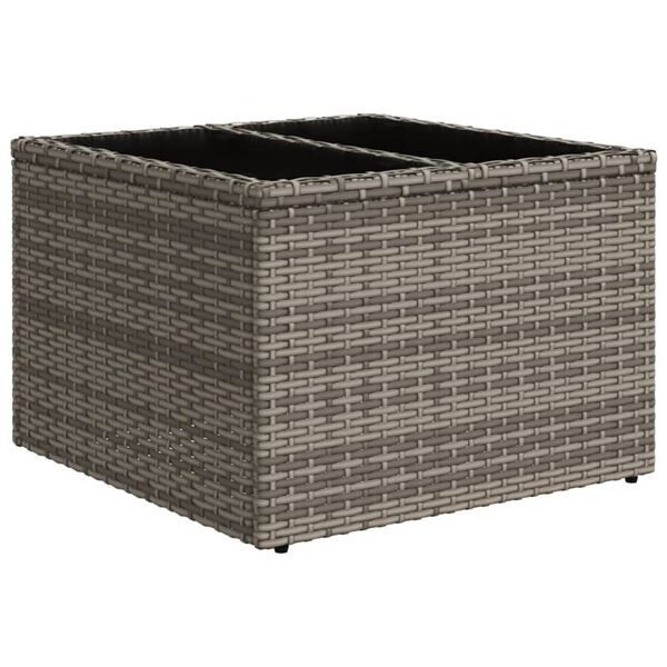 vidaXL Tavolo da Giardino Piano in Vetro Grigio 55x55x37 cm Polyrattan