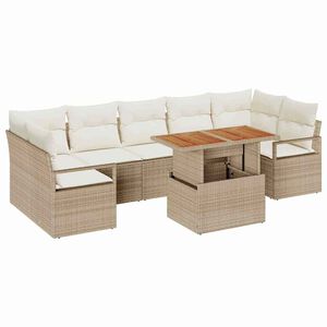 vidaXL Set Divano da Giardino con cuscino 8 pcs Beige e Crema
