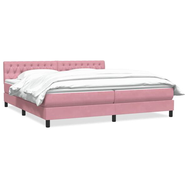 vidaXL Giroletto a Molle con Materasso Rosa 200x210 cm in Velluto